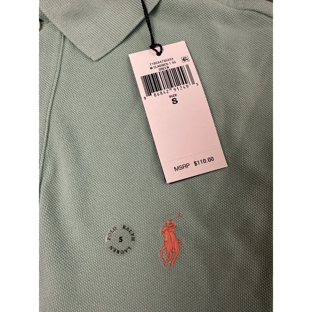 Polo Ralph Lauren Men's Classic Pique Green Polo Shirt Size Small
